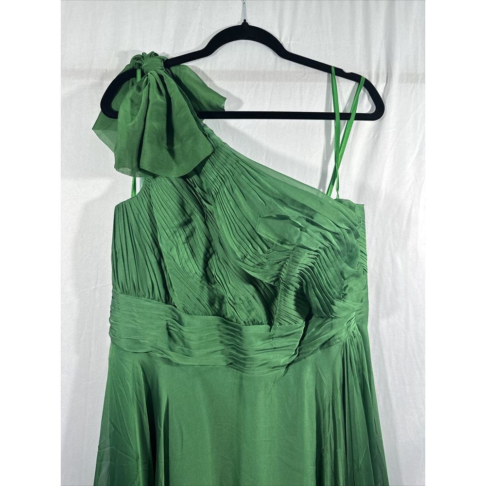 NWD $398 Mac Duggal [ 14 ] Pleated One‎ Shoulder Chiffon Gown Green #G1782 - Picture 9 of 16